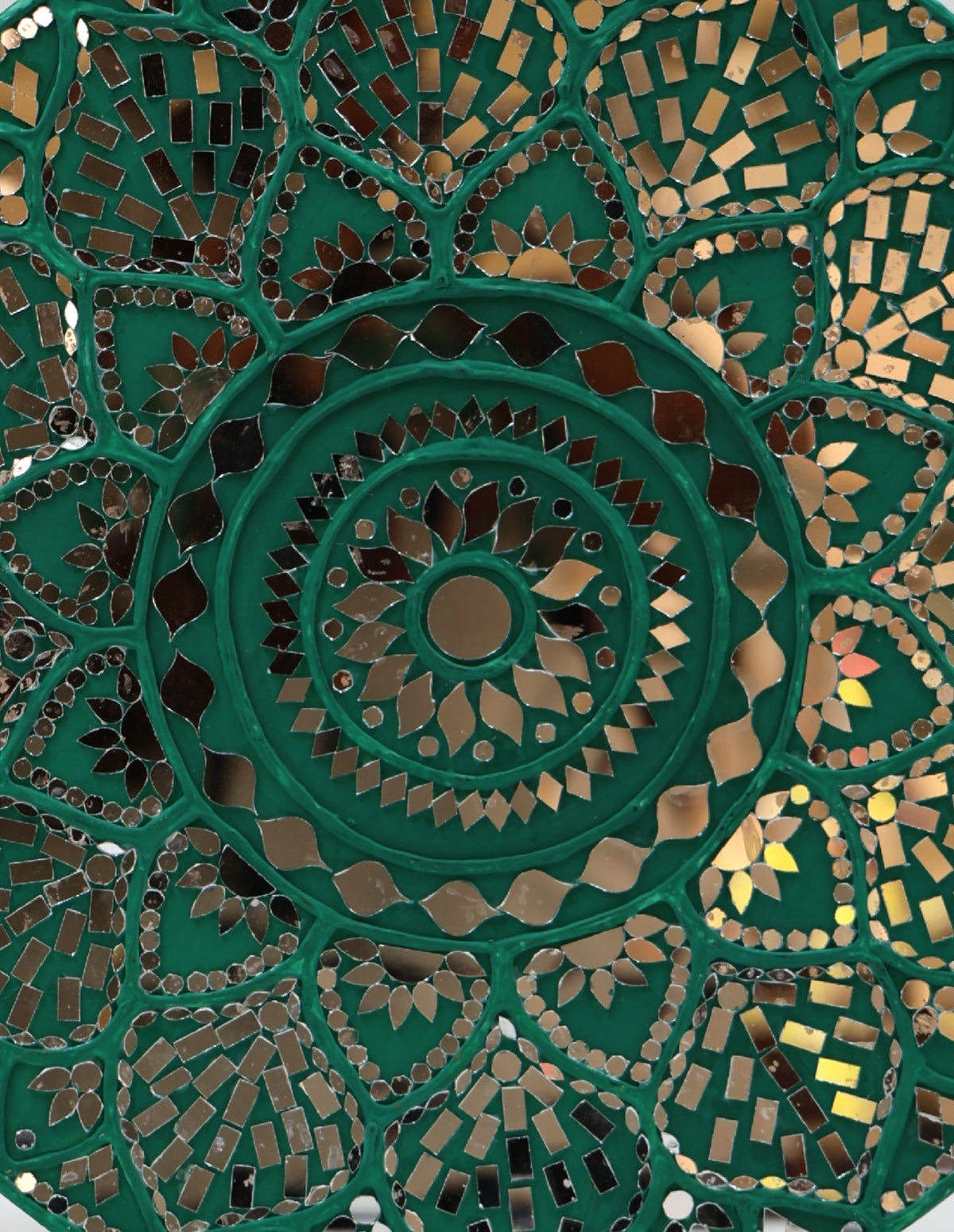 "Emerald Shimmer" Mosaic Mandala Wall Plate