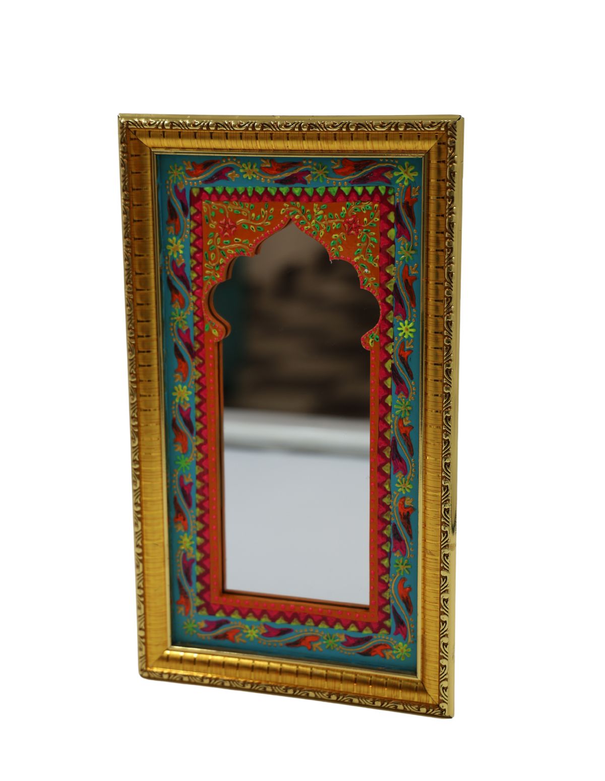Rajwadi Mirror Jharokha With Golden Frame