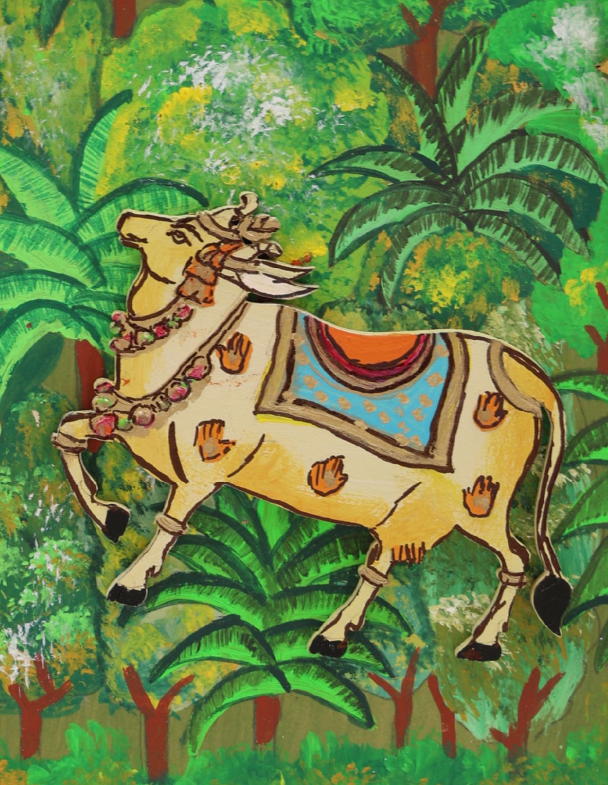 "Vrindavan Duet" Krishna & Cow Panel Pair