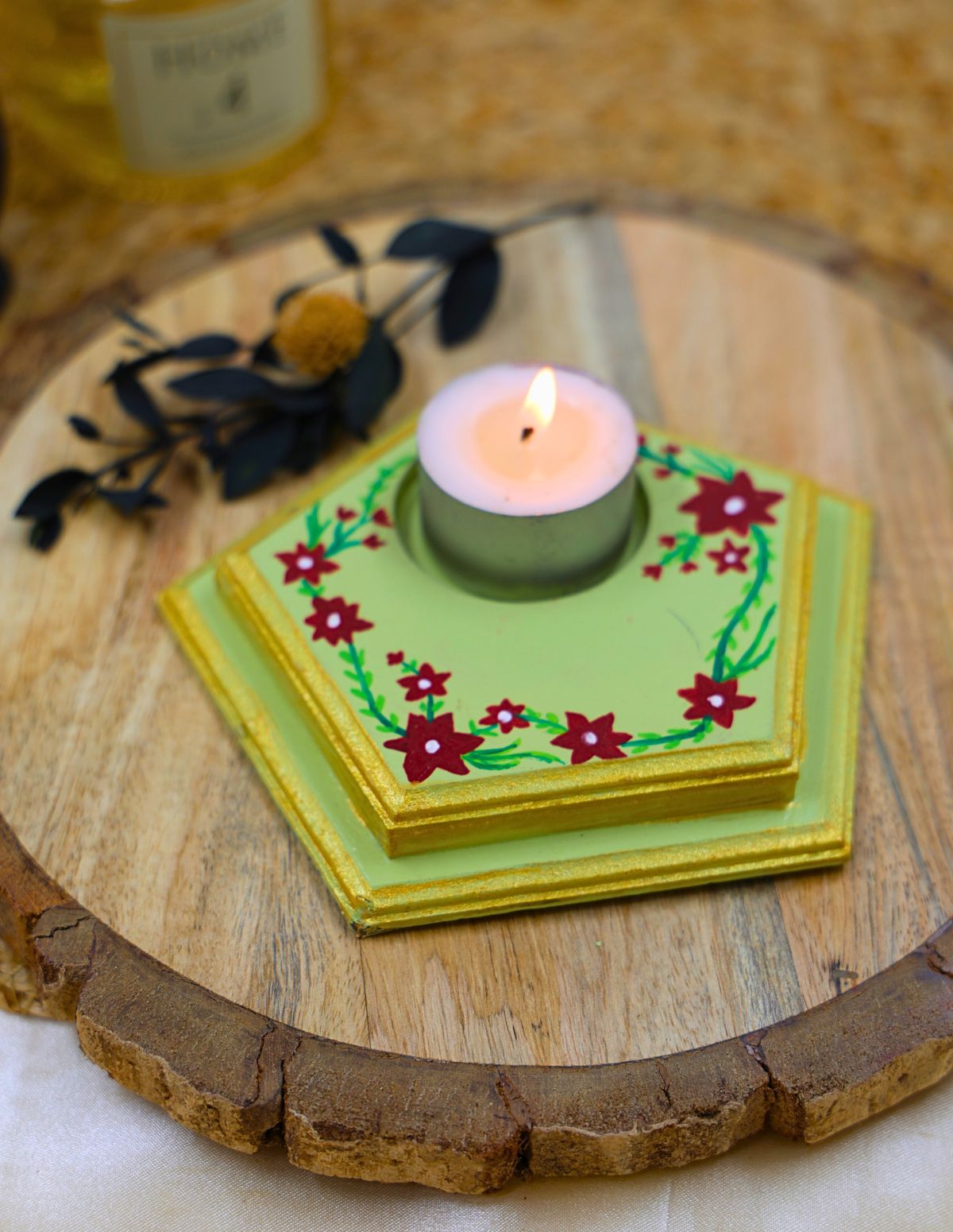 Hexagonal Candle Stand.