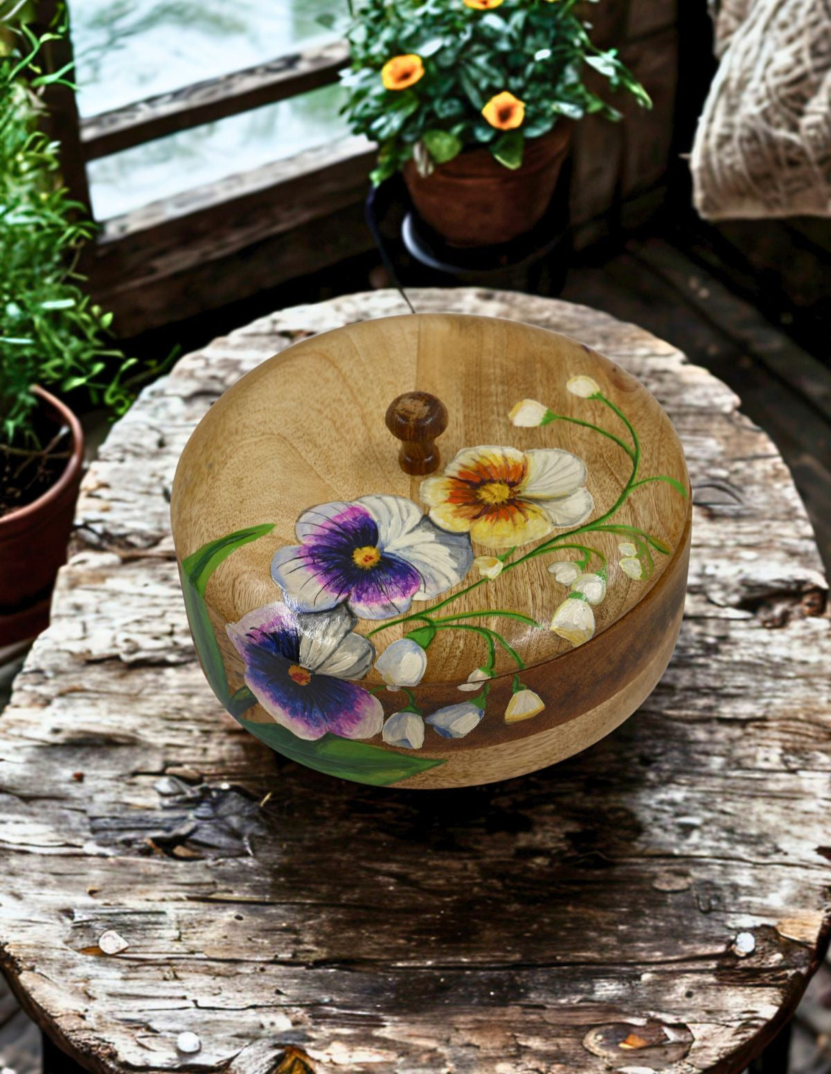 The Amethyst Bloom Hand-Painted Chapati Box