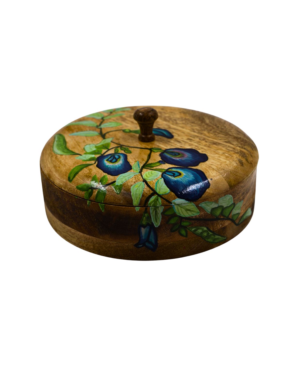 The Azure Butterfly Pea Wooden Roti Keeper