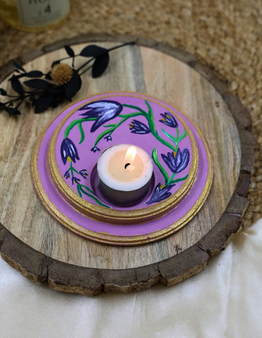 Lilac Floral Candle Stand.