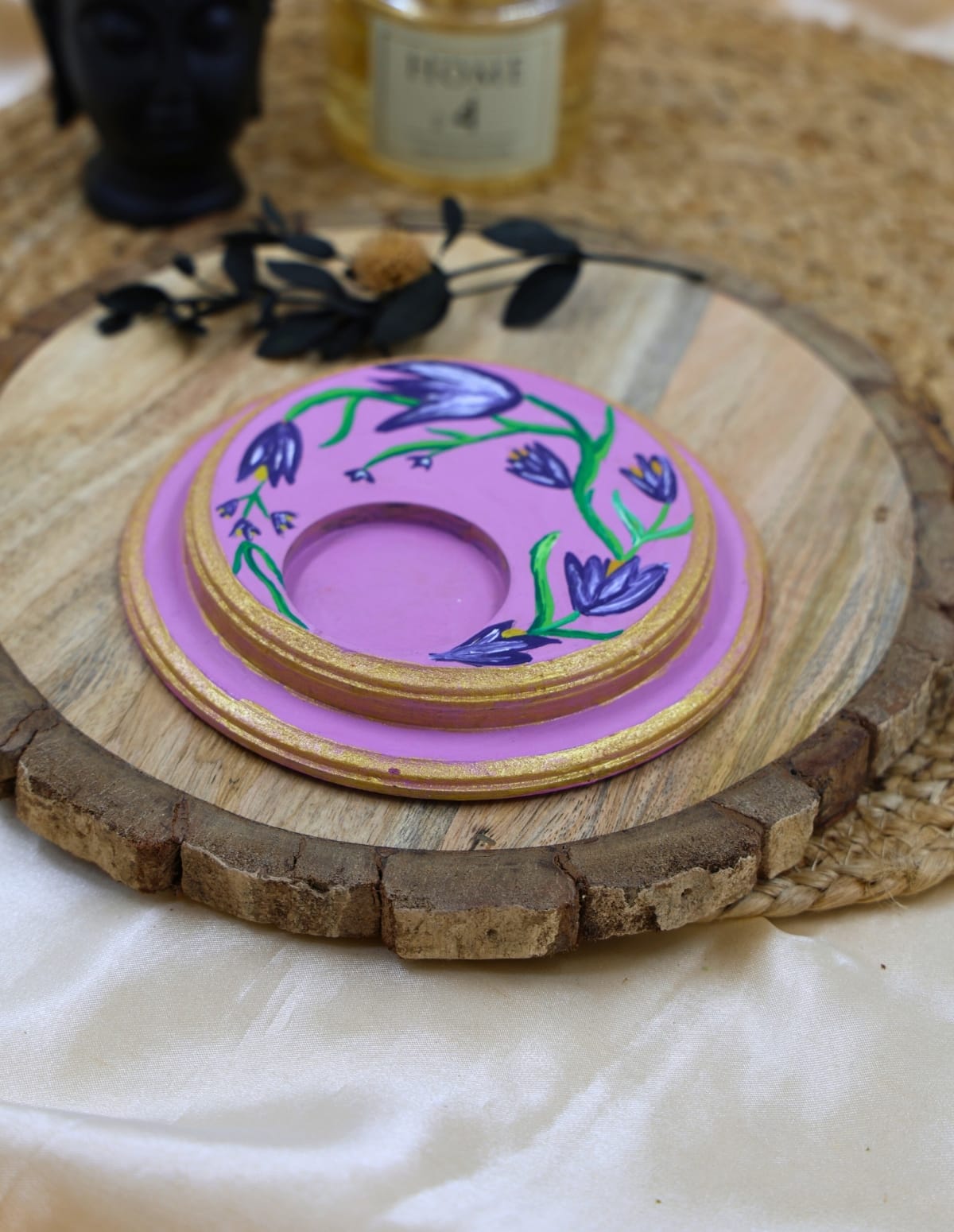 Lilac Floral Candle Stand.